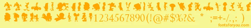 CartoonSilhouettes Font – Orange Fonts on Yellow Background