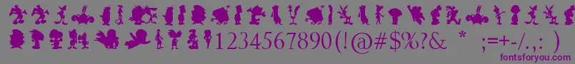 CartoonSilhouettes-Schriftart – Violette Schriften auf grauem Hintergrund