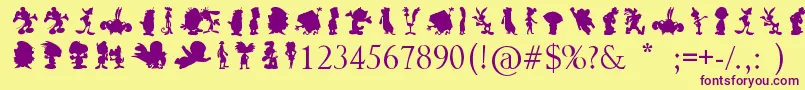 CartoonSilhouettes Font – Purple Fonts on Yellow Background
