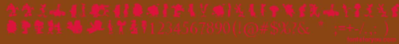 CartoonSilhouettes-Schriftart – Rote Schriften auf braunem Hintergrund