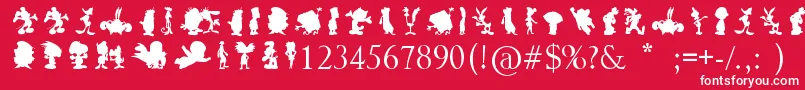 Fonte CartoonSilhouettes – fontes brancas em um fundo vermelho