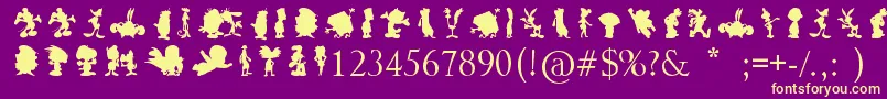 CartoonSilhouettes Font – Yellow Fonts on Purple Background