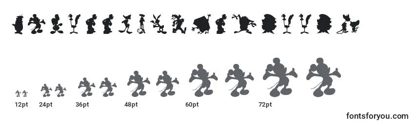 CartoonSilhouettes Font Sizes