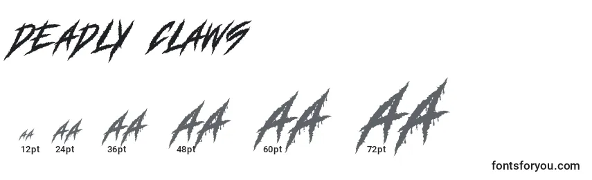 DEADLY CLAWS Font Sizes