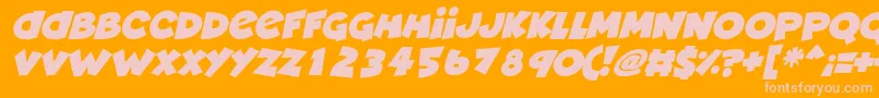 Deadly Cute Italic Font – Pink Fonts on Orange Background