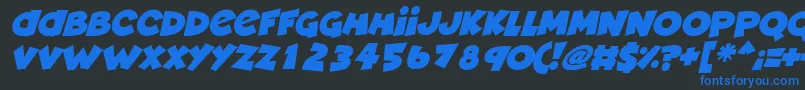 フォントDeadly Cute Italic – 黒い背景に青い文字