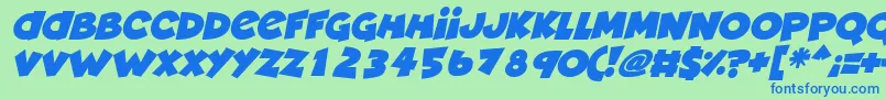 Deadly Cute Italic-fontti – siniset fontit vihreällä taustalla