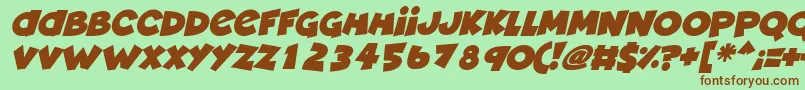 Deadly Cute Italic-Schriftart – Braune Schriften auf grünem Hintergrund
