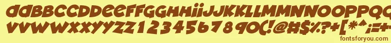 Шрифт Deadly Cute Italic – коричневые шрифты на жёлтом фоне