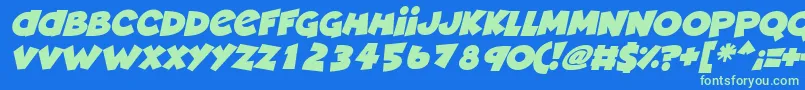 フォントDeadly Cute Italic – 青い背景に緑のフォント