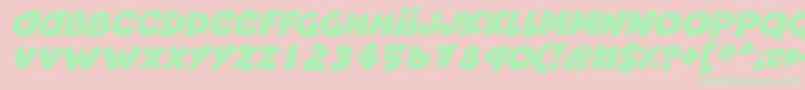 Deadly Cute Italic Font – Green Fonts on Pink Background