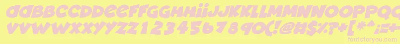 Fonte Deadly Cute Italic – fontes rosa em um fundo amarelo