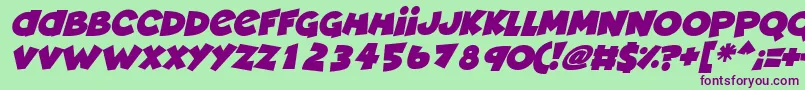 Шрифт Deadly Cute Italic – фиолетовые шрифты на зелёном фоне