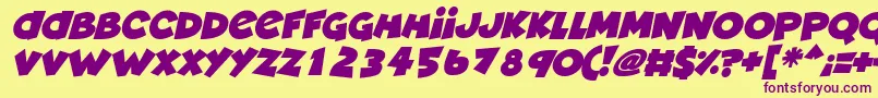 Шрифт Deadly Cute Italic – фиолетовые шрифты на жёлтом фоне