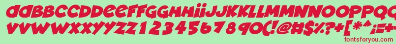 Fonte Deadly Cute Italic – fontes vermelhas em um fundo verde