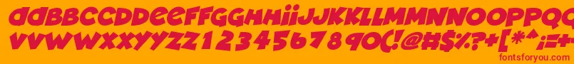 Czcionka Deadly Cute Italic – czerwone czcionki na pomarańczowym tle