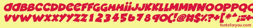 Deadly Cute Italic-Schriftart – Rote Schriften auf gelbem Hintergrund