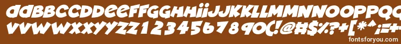 Deadly Cute Italic-fontti – valkoiset fontit ruskealla taustalla