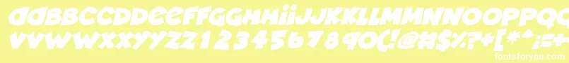 Deadly Cute Italic-Schriftart – Weiße Schriften auf gelbem Hintergrund