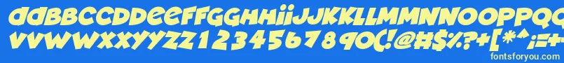 Deadly Cute Italic-fontti – keltaiset fontit sinisellä taustalla