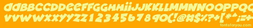 Deadly Cute Italic-Schriftart – Gelbe Schriften auf orangefarbenem Hintergrund