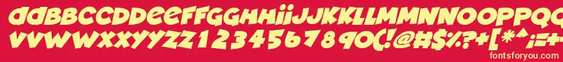 Deadly Cute Italic-Schriftart – Gelbe Schriften auf rotem Hintergrund
