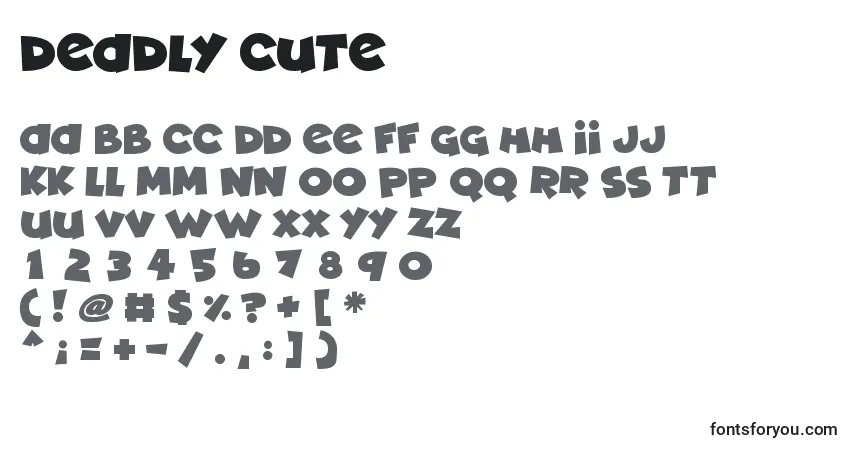 Шрифт Deadly Cute – алфавит, цифры, специальные символы