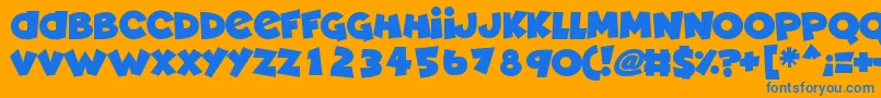 Deadly Cute-Schriftart – Blaue Schriften auf orangefarbenem Hintergrund