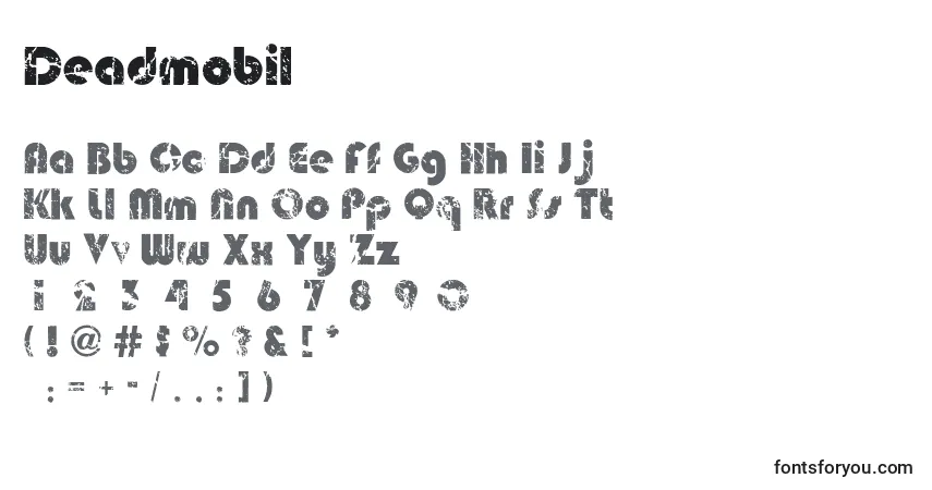 Czcionka Deadmobil – alfabet, cyfry, specjalne znaki