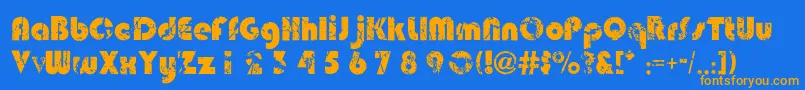 Deadmobil Font – Orange Fonts on Blue Background