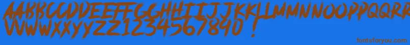 フォントdeadpack DEMO – 茶色の文字が青い背景にあります。