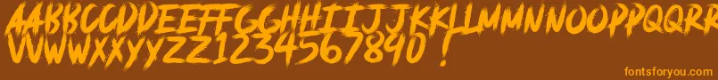 フォントdeadpack DEMO – オレンジ色の文字が茶色の背景にあります。