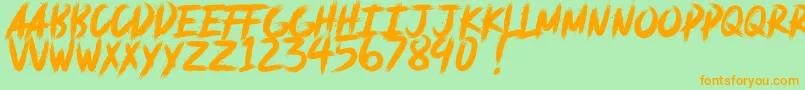 deadpack DEMO-fontti – oranssit fontit vihreällä taustalla