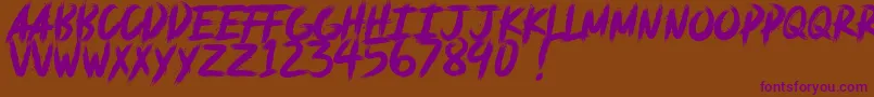 deadpack DEMO-Schriftart – Violette Schriften auf braunem Hintergrund