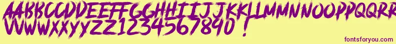 deadpack DEMO-fontti – violetit fontit keltaisella taustalla
