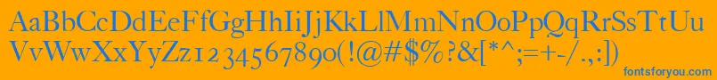 CaslonClassico-Schriftart – Blaue Schriften auf orangefarbenem Hintergrund