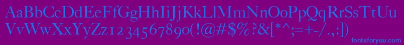 CaslonClassico-fontti – siniset fontit violetilla taustalla