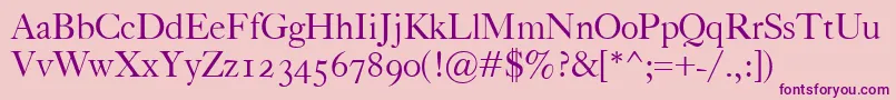 Fonte CaslonClassico – fontes roxas em um fundo rosa