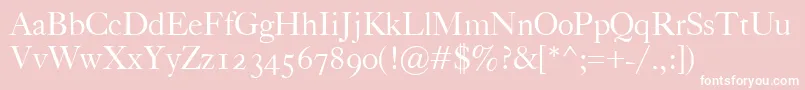 Fonte CaslonClassico – fontes brancas em um fundo rosa