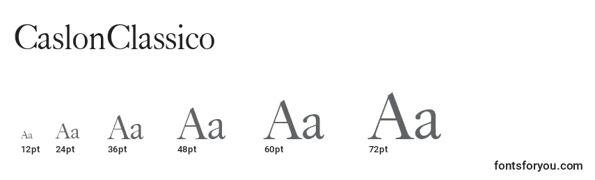 Размеры шрифта CaslonClassico