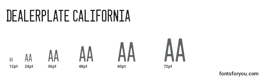 Dealerplate california Font Sizes