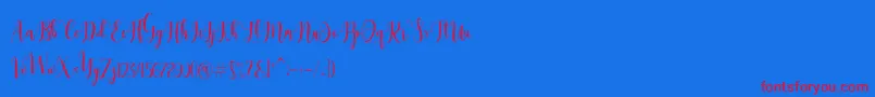 Dealove Script Demo-Schriftart – Rote Schriften auf blauem Hintergrund