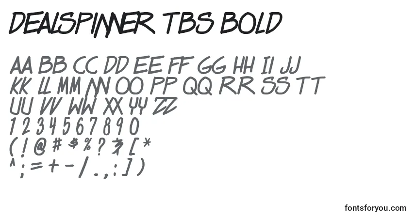 Шрифт Dealspinner tbs bold – алфавит, цифры, специальные символы