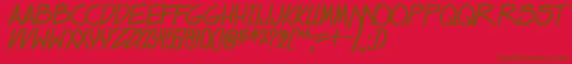 dealspinner tbs bold-Schriftart – Braune Schriften auf rotem Hintergrund
