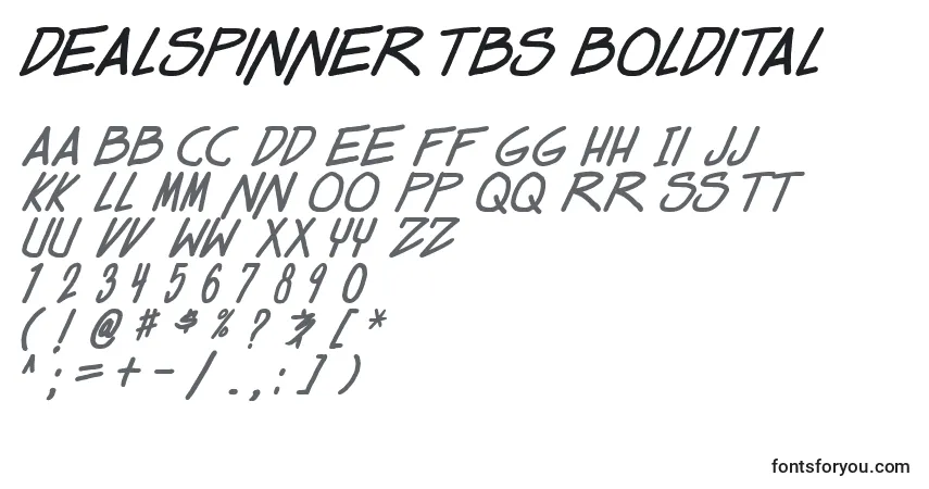 Шрифт Dealspinner tbs boldital – алфавит, цифры, специальные символы