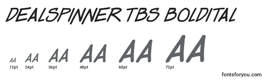 Dealspinner tbs boldital Font Sizes