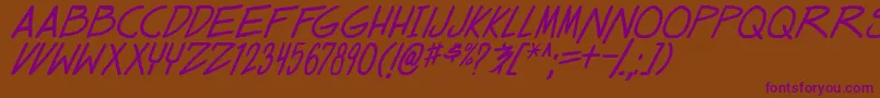 dealspinner tbs ital Font – Purple Fonts on Brown Background