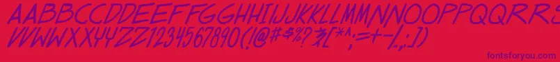 dealspinner tbs ital Font – Purple Fonts on Red Background