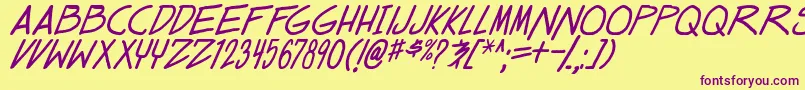 dealspinner tbs ital Font – Purple Fonts on Yellow Background