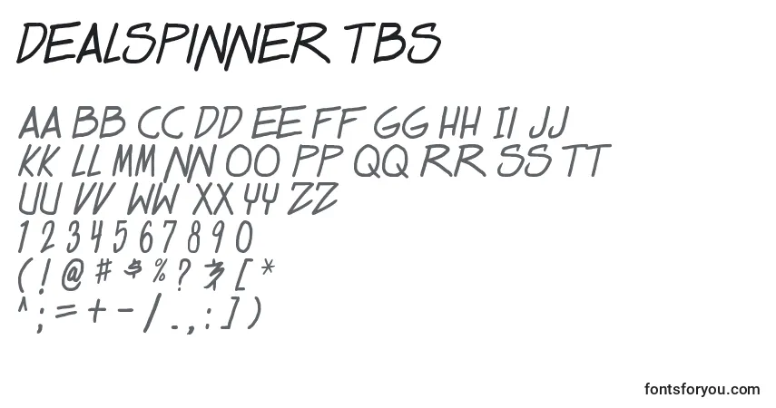 Шрифт Dealspinner tbs – алфавит, цифры, специальные символы
